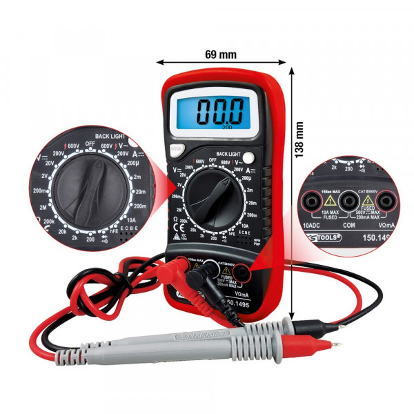 KS TOOLS Digital Multimeter inkl. Prüfspitzen
