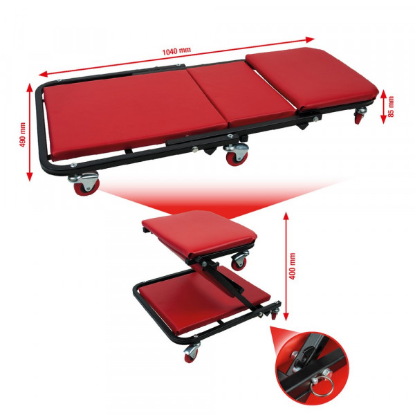 KS TOOLS Fahrbare Liege und Klappsitz,