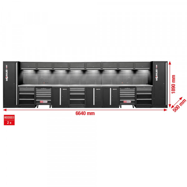 KS TOOLS Werkstatt-Schranksystem, gerade, 6640 x