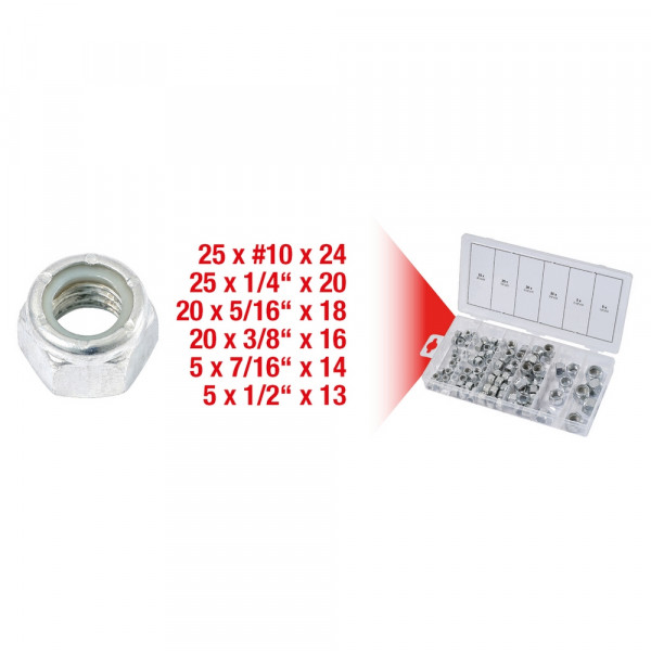 KS TOOLS Sortiment Muttern, selbstsichern, UNC