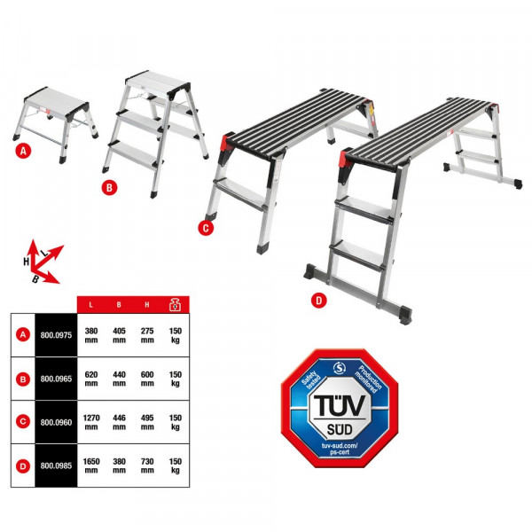 KS TOOLS Aluminium-Stufen-Stehleiter