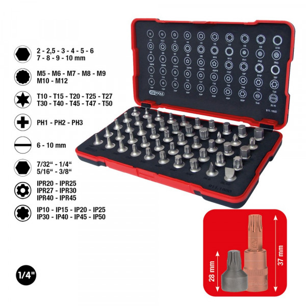 KS TOOLS 1/4" Bit-Stecknuss-Satz, extra kurz,