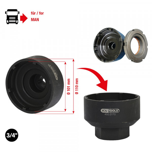 KS TOOLS 3/4" Nutmuttern-Schlüssel mit 6