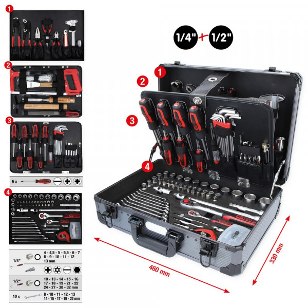 KS TOOLS 1/4"+1/2" Universal-Werkzeug-Satz,