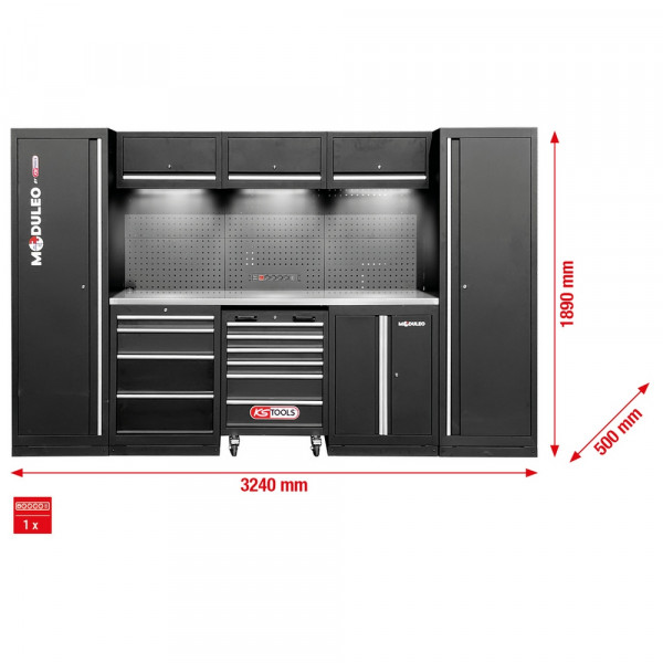 KS TOOLS Werkstatt-Schranksystem, gerade, 3240 x