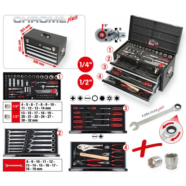 KS TOOLS 1/4"+1/2" CHROMEplus