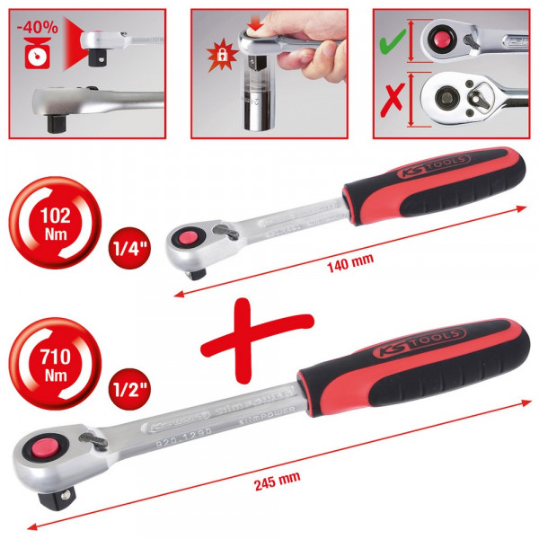 KS TOOLS SlimPOWER Umschaltknarren-Satz,