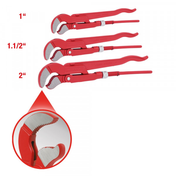 KS TOOLS Eckrohrzangen-Satz,3-tlg. 1" -