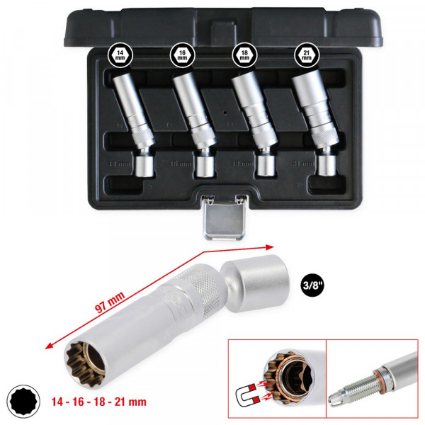 KS TOOLS 3/8" Zündkerzen-Stecknuss-Satz,