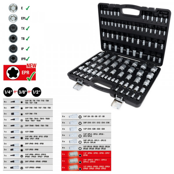 KS TOOLS 1/4"+3/8"+1/2" Torx-Steckschlüssel-Satz,