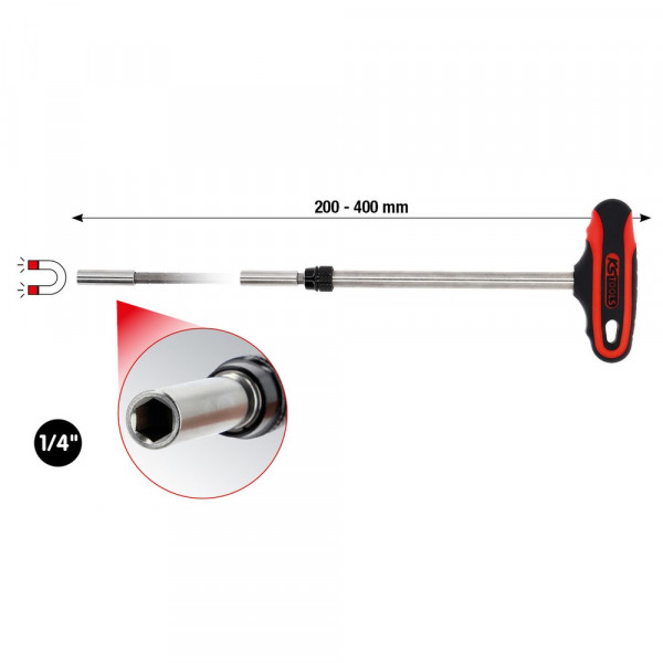 KS TOOLS 1/4" Teleskop-Bithalter mit T-Griff