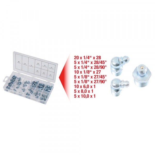 KS TOOLS Sortiment Schmiernippel, 1/8"/1/4"-