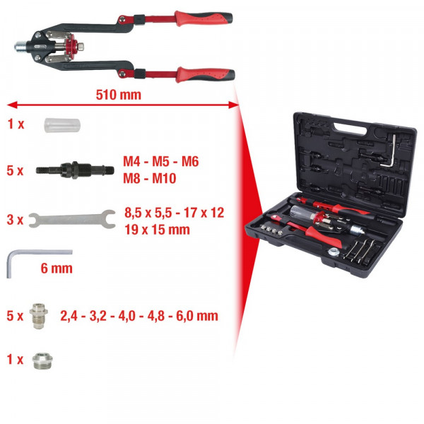 KS TOOLS Universal-Nietzangen-Satz, 17-tlg