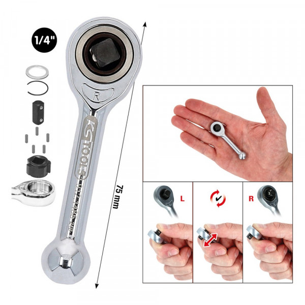 KS TOOLS 1/4" Mini-Freilauf-Ratsche