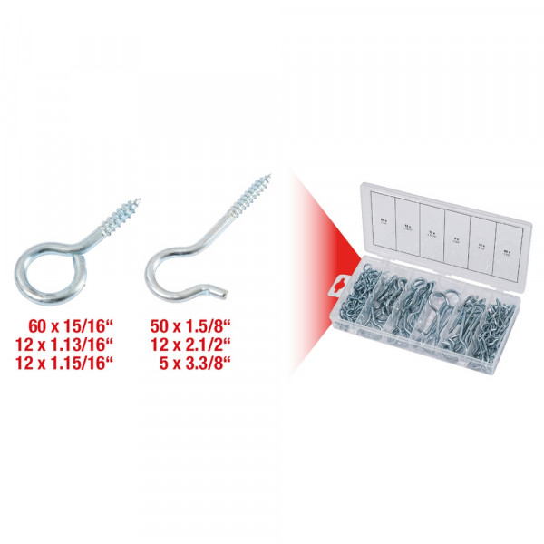 KS TOOLS Sortiment Haken &amp; Ösenschrauben 151stk.