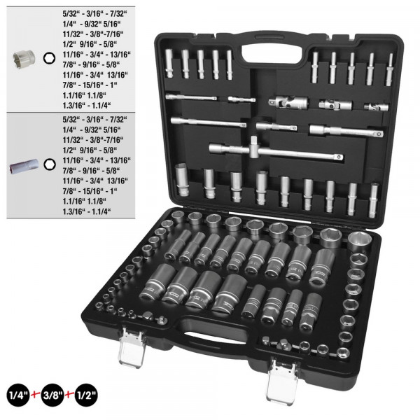 KS TOOLS 1/4"+3/8"+1/2" Steckschlüssel-Satz,