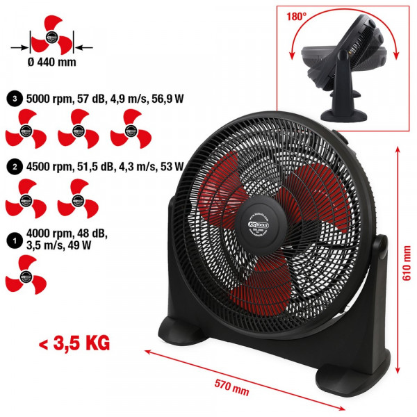 KS TOOLS Werkstattventilator, 70 Watt