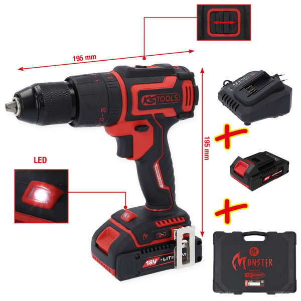 KS TOOLS eMONSTER Akku-Schlag-Bohr