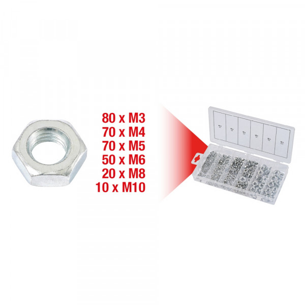 KS TOOLS Sortiment Muttern, metrisch, 300stk.