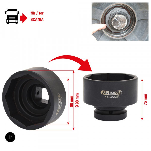 KS TOOLS 1"Achsmuttern-Schlüssel für Scania