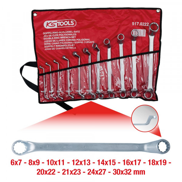 KS TOOLS Doppel-Ringschlüssel-Satz, gekröpft,