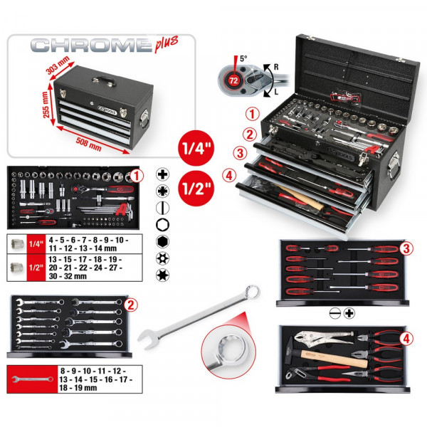 KS TOOLS 1/4"+1/2" CHROMEplus
