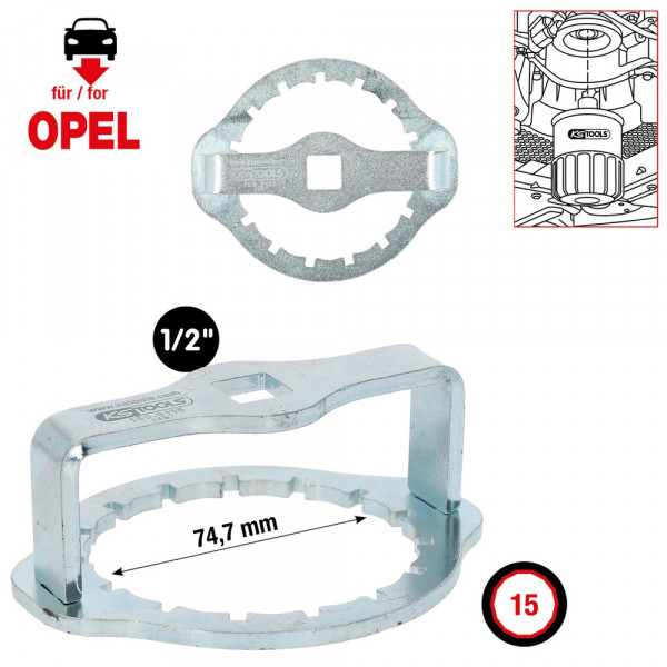 KS TOOLS 1/2" Ölfilterschlüssel Ø 74 mm / 15