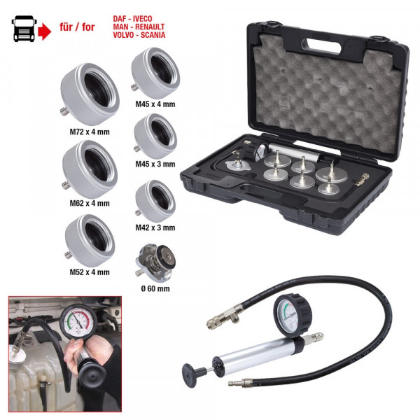 KS TOOLS Kühlsystem-Prüfgerät LKW, 9-tlg