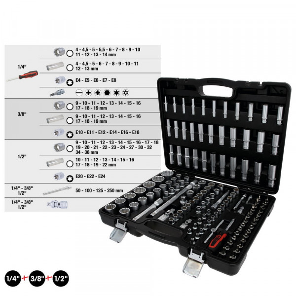 KS TOOLS 1/4"+3/8"+1/2" Steckschlüssel-Satz,